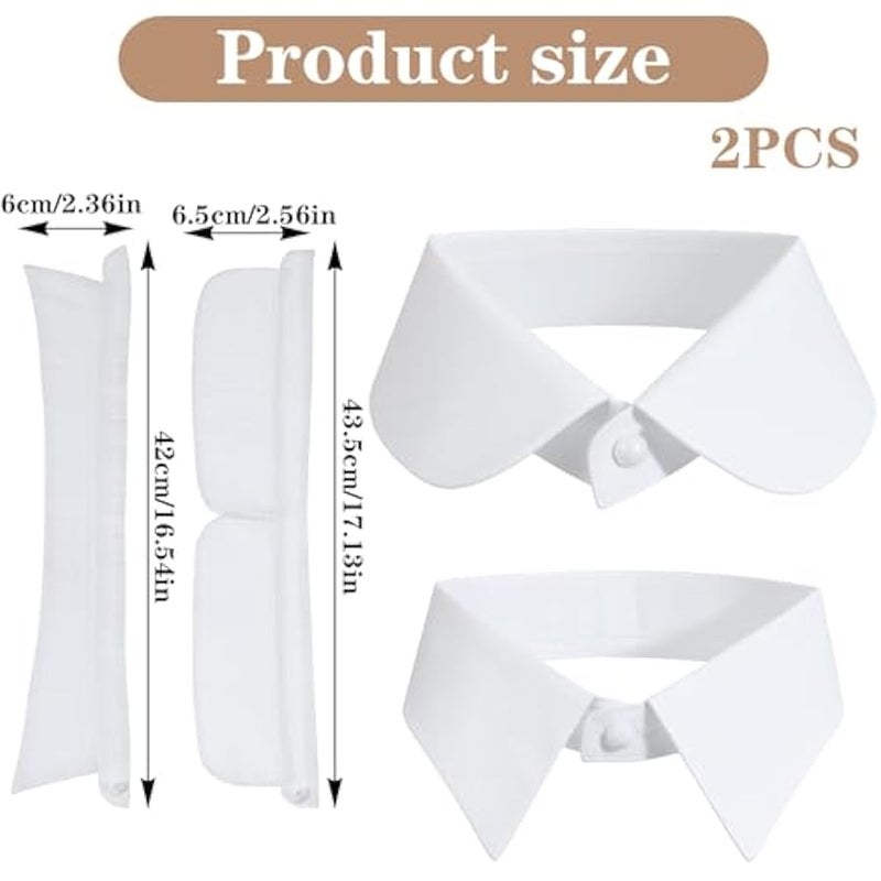 Tyqour 2pcs Fake Collar Women White Detachable Faux Collar Blouse Lapel, 2 Styles, Medium - Image 2